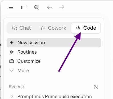 The Code tab in the Claude app